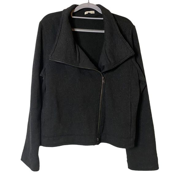 Dark Grey Eileen Fisher Women's Wool Blend Motorcycle Jacket, Size M(no‎ tag) - Picture 1 of 9
